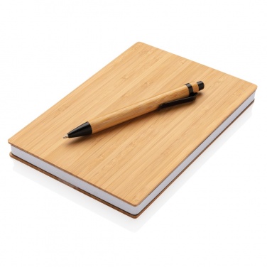 Logotrade promotional giveaway image of: A5 Bamboo notebook & pen set