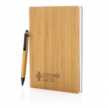 Logo trade promotional item photo of: A5 Bamboo notebook & pen set