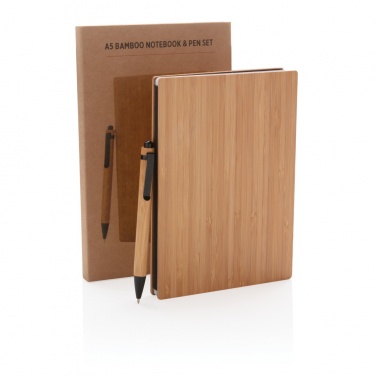 Logotrade corporate gift image of: A5 Bamboo notebook & pen set