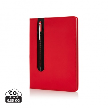 Logo trade advertising products image of: Standard hardcover PU A5 notebook with stylus pen