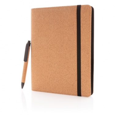 Logo trade promotional gifts image of: Deluxe cork portfolio A5 with pen