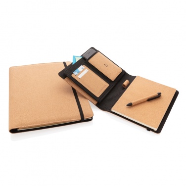 Logo trade promotional products image of: Deluxe cork portfolio A4 with pen