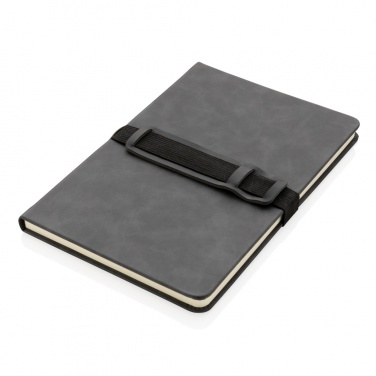 Logotrade promotional item picture of: Deluxe hardcover PU notebook A5 with phone and pen holder