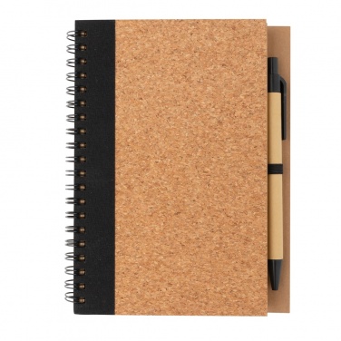 Logo trade promotional giveaways picture of: Cork spiral notebook with pen