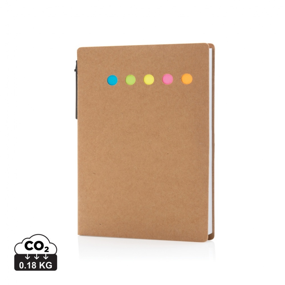 Logotrade corporate gift image of: Kraft sticky notes A6 booklet with pen