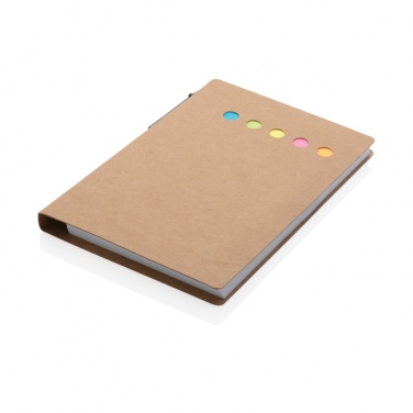 Logo trade promotional item photo of: Kraft sticky notes A6 booklet with pen