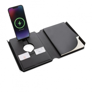 Logotrade promotional item image of: Swiss Peak RCS rePU notebook with 2-in-1 wireless charger