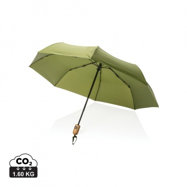 Logotrade business gift image of: 21" Impact AWARE™ RPET 190T bamboo auto open/close umbrella
