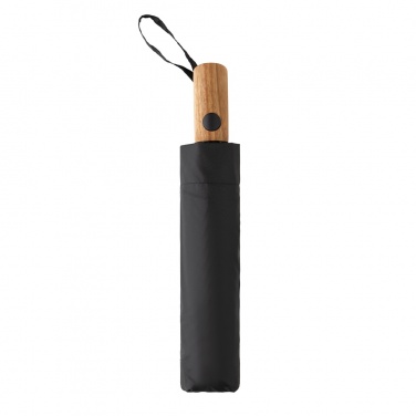 Logotrade promotional product picture of: Kaycey 21" AWARE™ RPET Acacia wood mini auto open umbrella