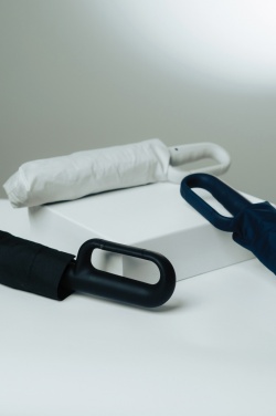 Logo trade business gift photo of: Yara 21" AWARE™ RPET solid colour umbrella with carabiner