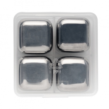 Logo trade promotional items image of: Re-usable stainless steel ice cubes 4pc