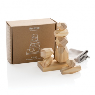 Logotrade promotional item image of: Ukiyo Crios wooden balancing rocks in pouch