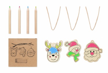 Logo trade promotional products picture of: Drawing wooden ornaments set