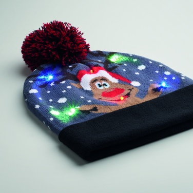 Logo trade promotional giveaways image of: Christmas knitted beanie LED