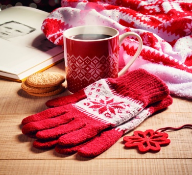 Logo trade business gift photo of: Winter gift mug and gloves set
