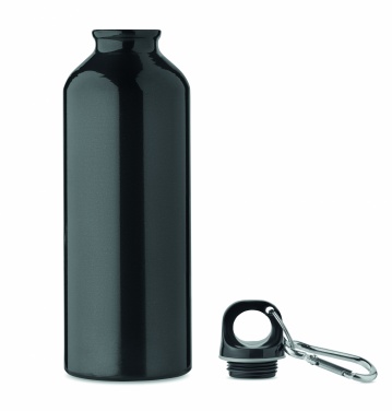 Logotrade promotional product image of: 500 ml single-walled water bottle made of recycled aluminum with a carabiner