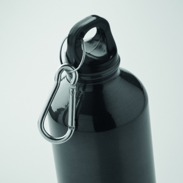 Logo trade promotional merchandise picture of: 500 ml single-walled water bottle made of recycled aluminum with a carabiner
