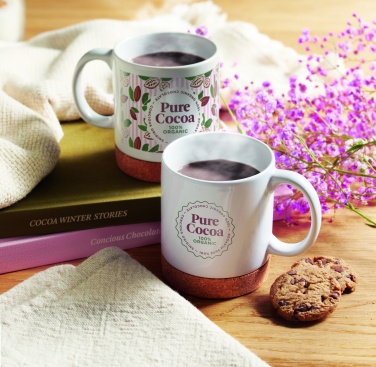 Logo trade promotional gift photo of: Ceramic cork mug 280 ml