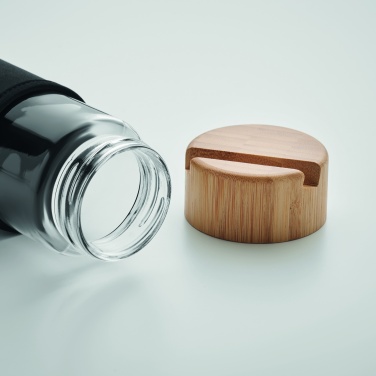 Logo trade corporate gifts image of: Glass bottle bamboo lid 600ml