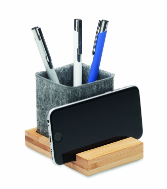 Logotrade promotional giveaway image of: RPET felt pen pot phone stand
