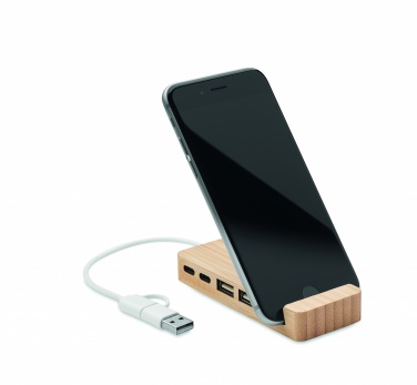 Logotrade advertising products photo of: Bamboo USB 4 ports hub