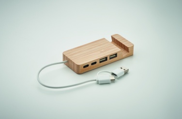 Logo trade promotional merchandise photo of: Bamboo USB 4 ports hub