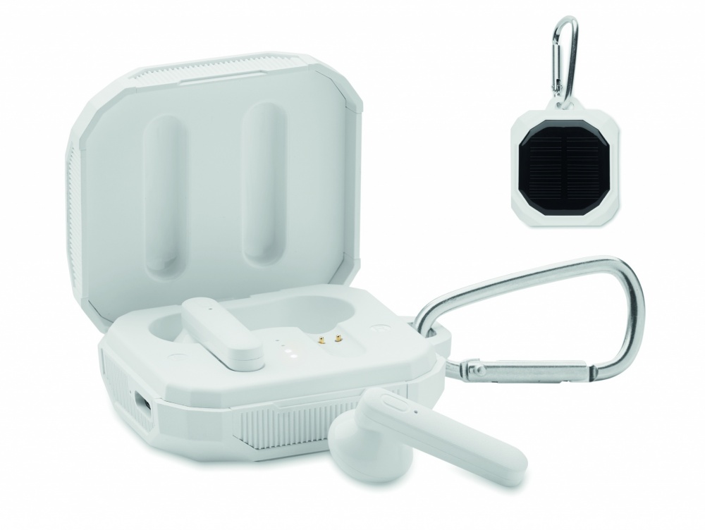 Logo trade promotional item photo of: TWS earbuds with solar charger