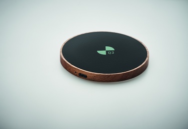 Logo trade corporate gifts image of: Wireless charger in acacia 15W