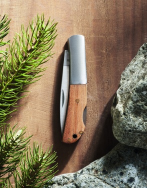Logo trade advertising products image of: Foldable knife in acacia wood
