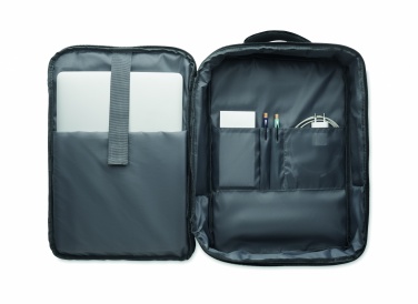 Logotrade promotional giveaways photo of: A safe 15-inch laptop backpack made of 300D RPET with a 210D RPET lining and customizable printing.