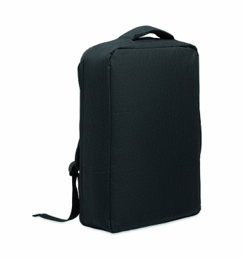 Logotrade promotional products photo of: A safe 15-inch laptop backpack made of 300D RPET with a 210D RPET lining and customizable printing.
