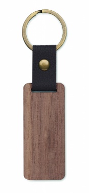 Logotrade promotional merchandise picture of: Key ring in walnut and PU Kokkola