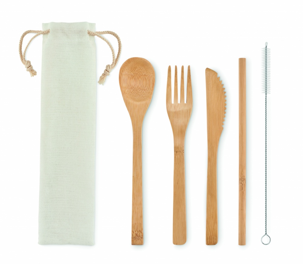 Logotrade promotional gift picture of: Bamboo cutlery with straw