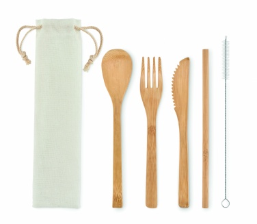 Logo trade promotional items picture of: Bamboo cutlery with straw