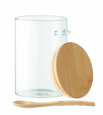 Logo trade business gifts image of: Glass jar with spoon 600 ml