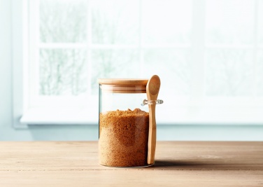 Logo trade promotional gift photo of: Glass jar with spoon 600 ml
