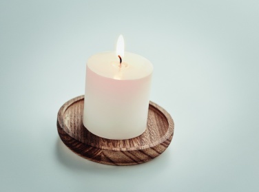 Logo trade promotional gifts picture of: Candle on round wooden base