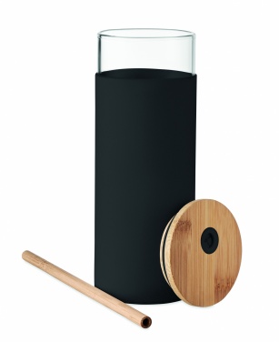 Logotrade promotional giveaway image of: Glass tumbler 450ml bamboo lid