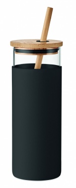 Logo trade promotional merchandise image of: Glass tumbler 450ml bamboo lid
