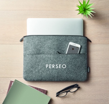 Logo trade promotional merchandise photo of: RPET felt zipped laptop bag