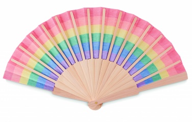 Logo trade advertising product photo of: Rainbow wooden hand fan