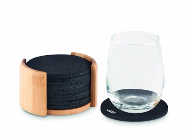 Logo trade promotional products picture of: RPET coasters in bamboo holder