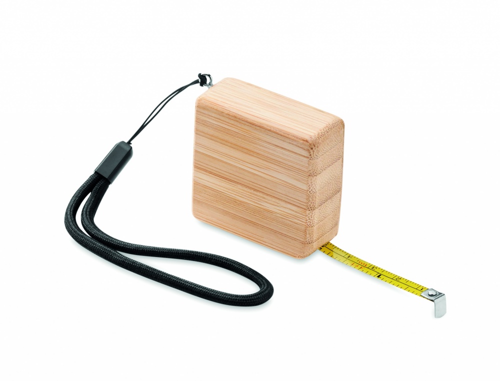 Logo trade promotional item photo of: Measuring tape in bamboo 1m