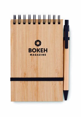 Logotrade promotional giveaways photo of: A6 bamboo notepad with pen SONORABAM