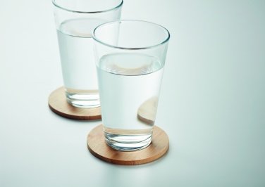 Logo trade promotional giveaways image of: Set of 6 bamboo coasters