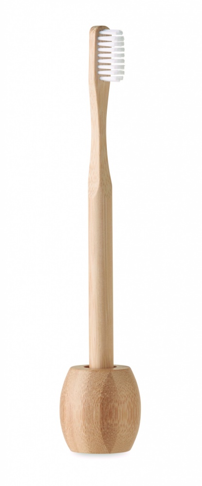 Logo trade corporate gifts image of: Bamboo tooth brush with stand