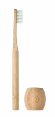 Logo trade business gifts image of: Bamboo tooth brush with stand