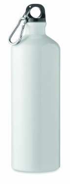 Logo trade promotional items image of: 1000 ml single-walled aluminum water bottle with a carabiner