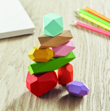 Logo trade business gift photo of: 8 stacking wood rocks in pouch