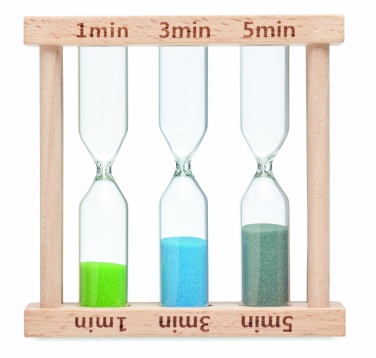Logotrade promotional product image of: Set of 3 wooden sand timer
